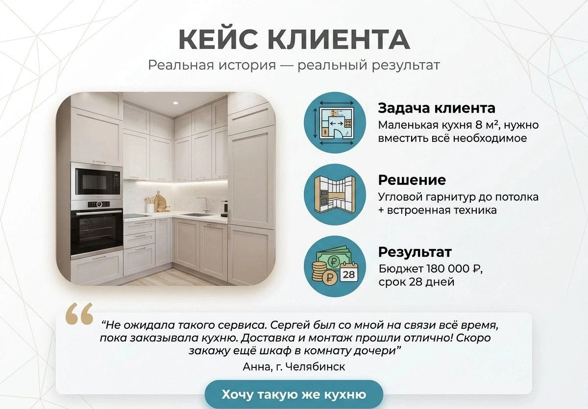 Кухня + встроенная вытяжка в подарок