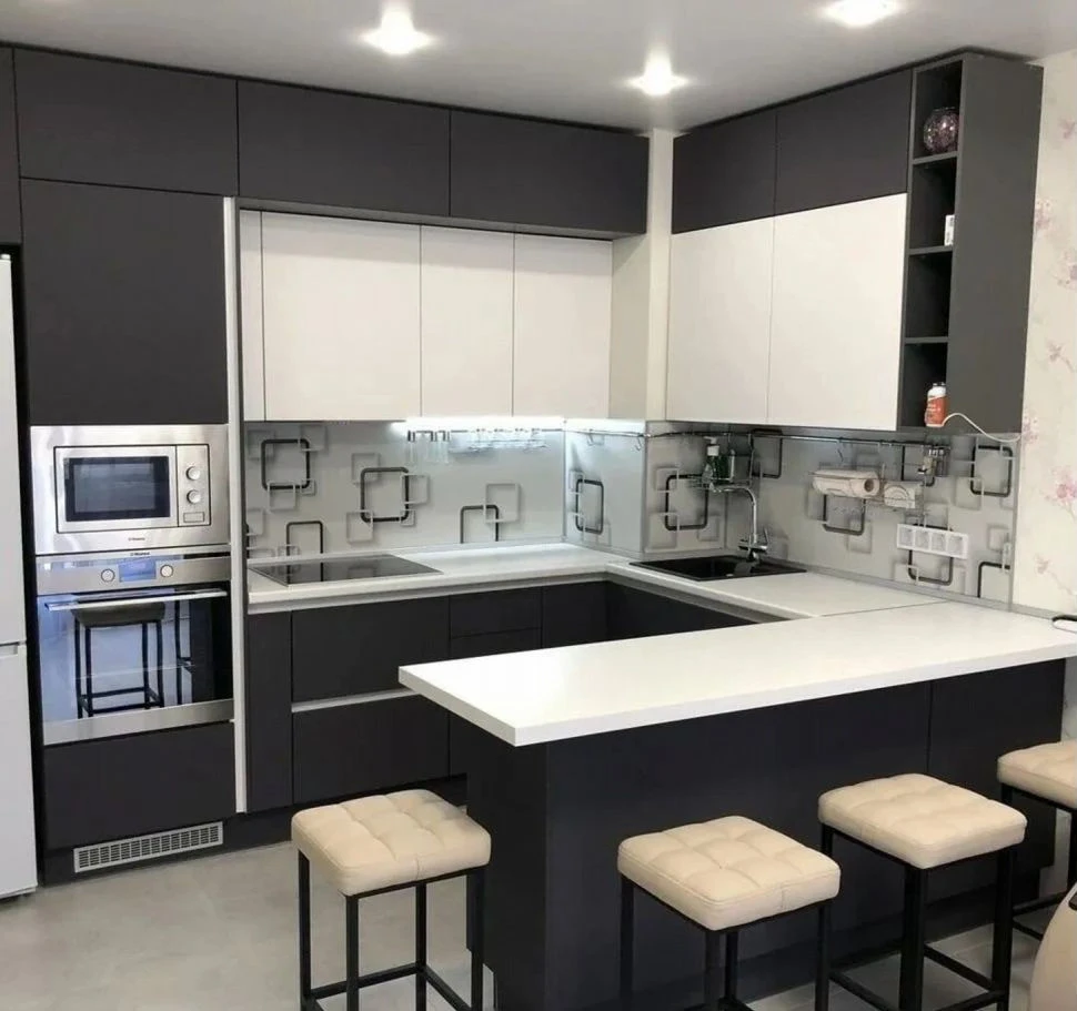 Кухня с островом на заказ мдф пвх графит